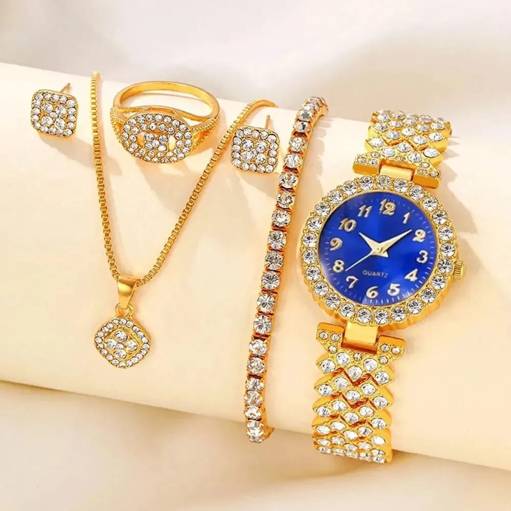 Women Diamond Watch & Bracelet Set