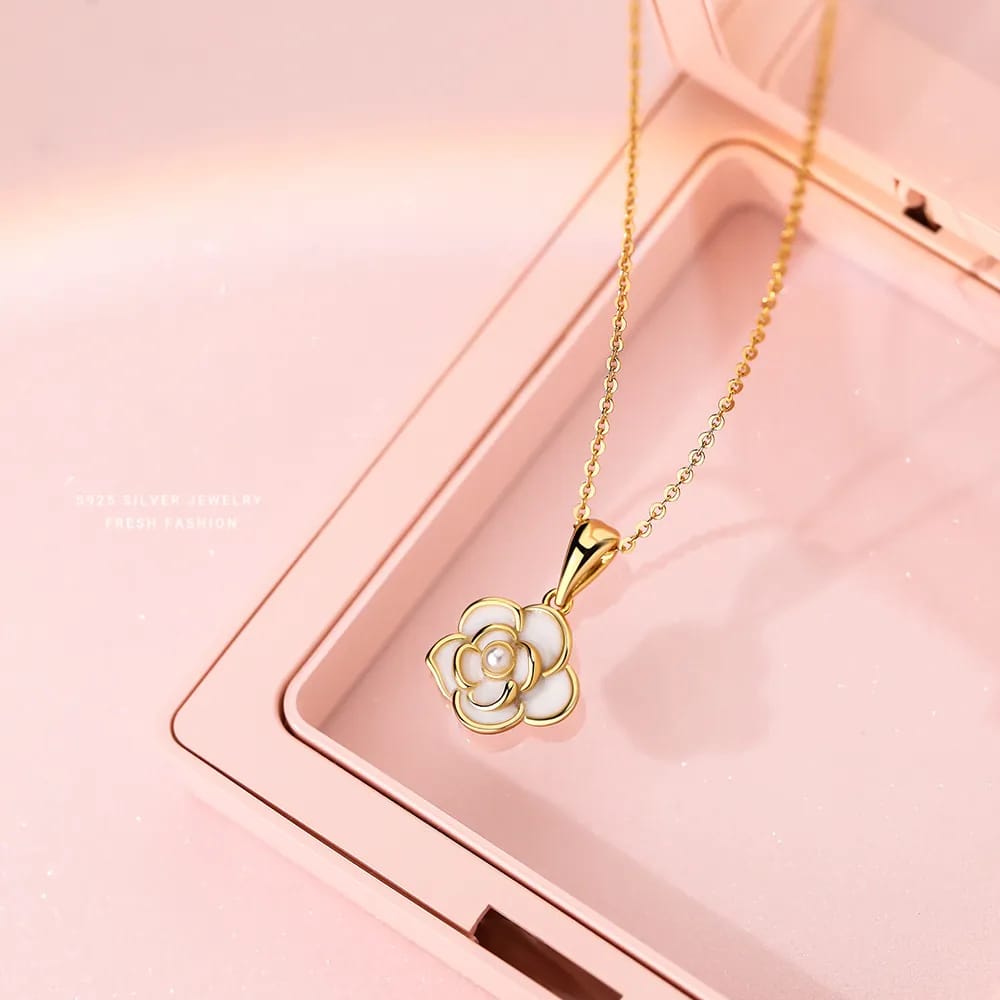 S925 Silver Camellia Pendant Necklace