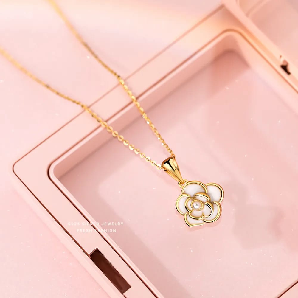 S925 Silver Camellia Pendant Necklace