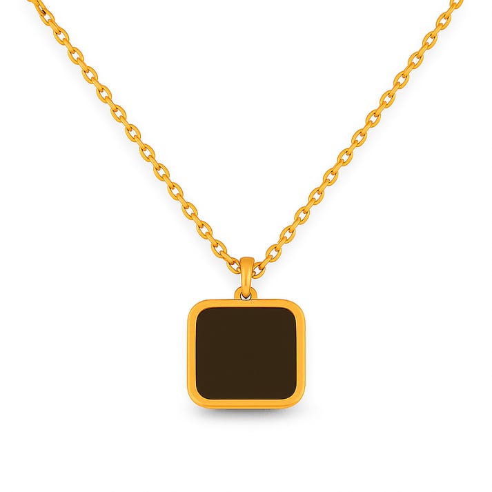 Black Square Necklace, Elegant Minimal Pendant Necklace