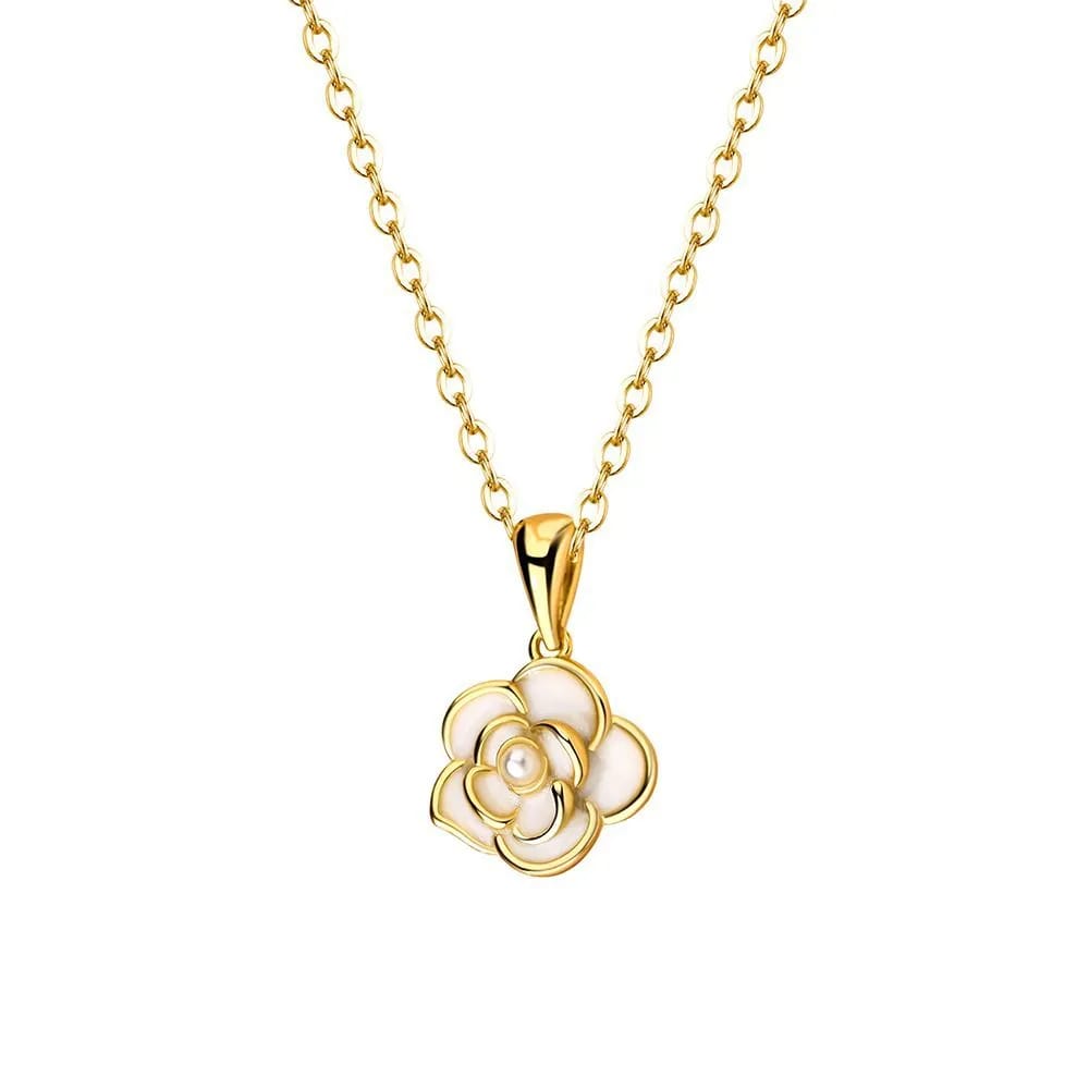 S925 Silver Camellia Pendant Necklace